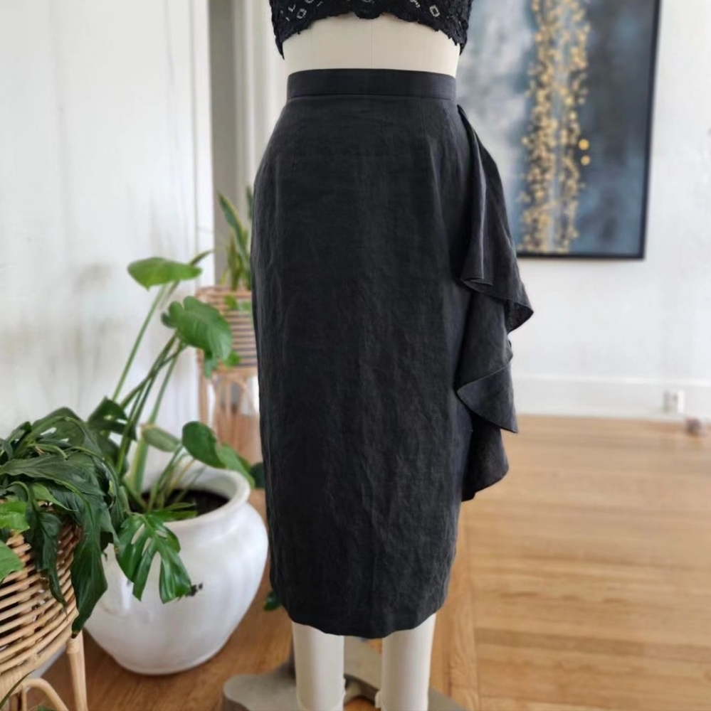 Vintage Linen Ruffled Skirt